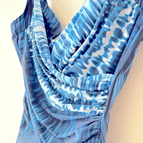 Miraclesuit Blue Ocean Wrap One Piece Swimsuit Slimming Shapewear Beach Pool - Picture 4 of 9